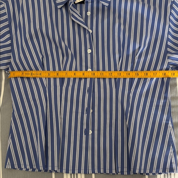 Evereve Mara Corset Blue Striped  Shirt - Picture 3 of 9